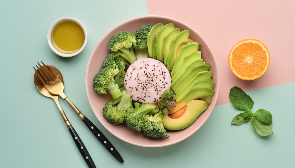 firefly-image-dun-plat-cuisine-healthy-sur-fond-pastel-75806